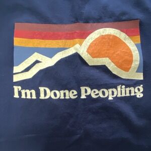 DOM I'm Done Peopling Men's Blue Graphic Crew Neck T-Shirt Size M Short Sleeve